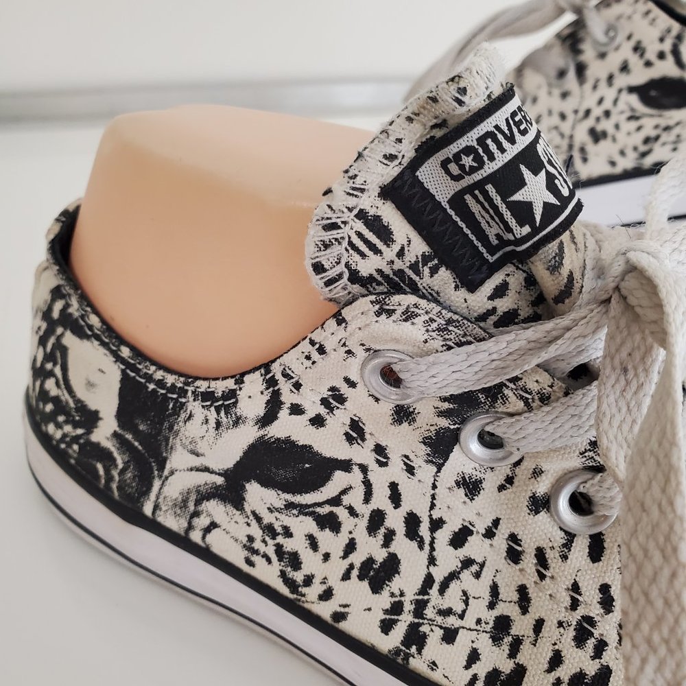 Converse Low Top Sneakers in Black and Cream Splatter - Picture 2 of 10